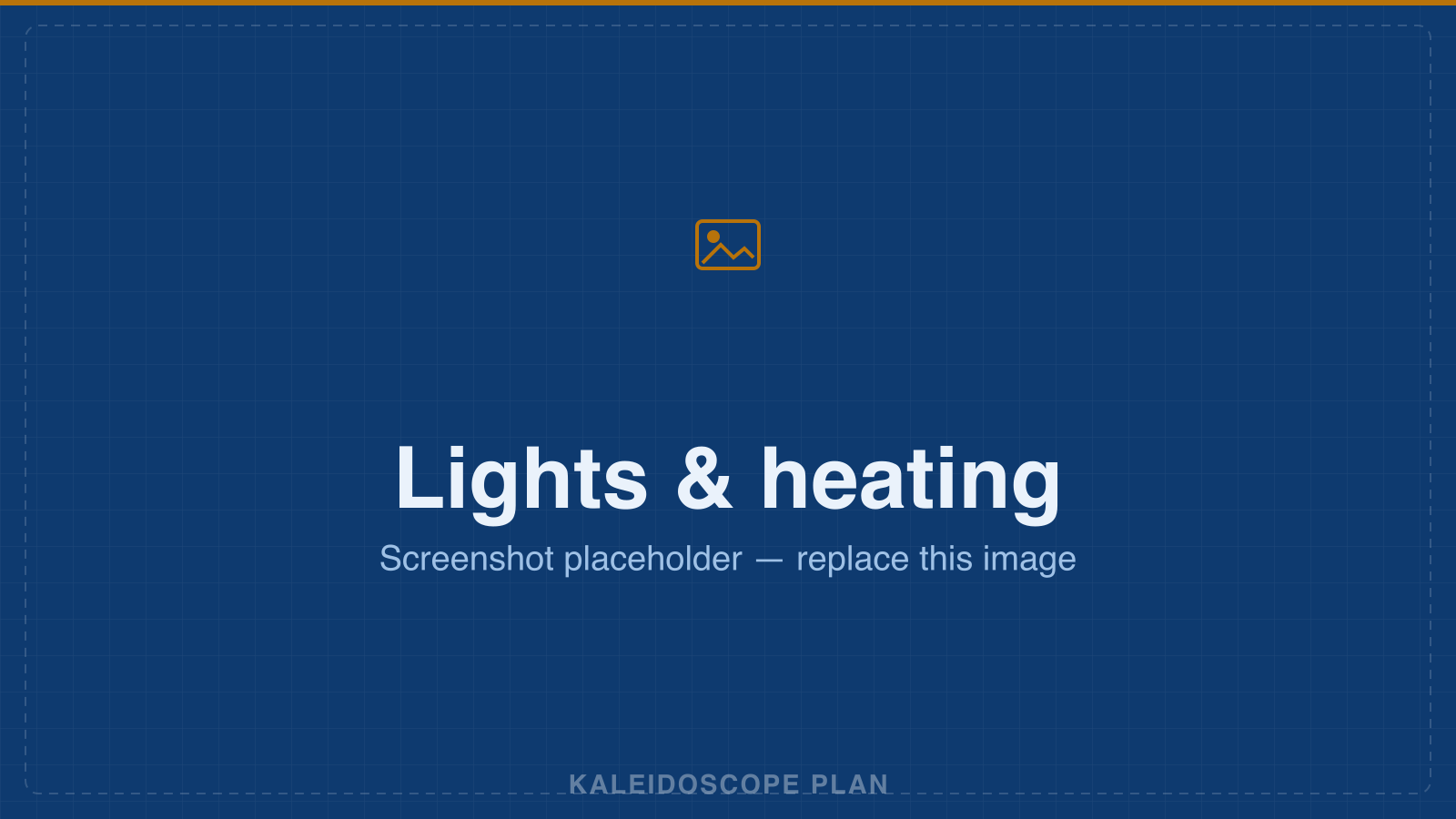 Lighting and radiator symbols placed on a plan
